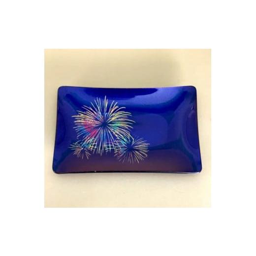 ふるさと納税 陶磁器・漆器・ガラス 和歌山県 海南市 角小皿 花火 マジョブルー