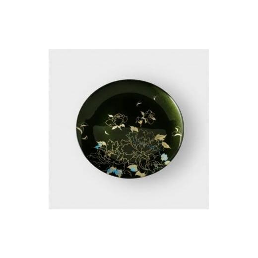 ふるさと納税 金工品 和歌山県 海南市 丸小皿 牡丹 梨地グリーン