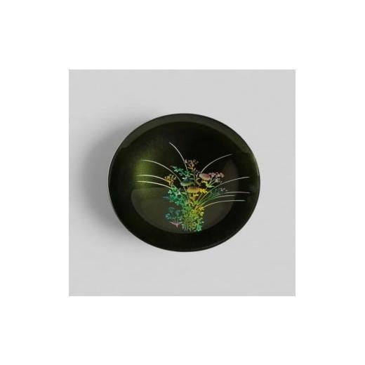 ふるさと納税 金工品 和歌山県 海南市 丸小皿 秋草 梨地グリーン 梨地グリーン