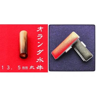 ふるさと納税 静岡県 浜松市 オランダ水牛13.5mm(7書体)牛革ケース(赤)隷書体(れいしょたい) 1853 れいしょたい