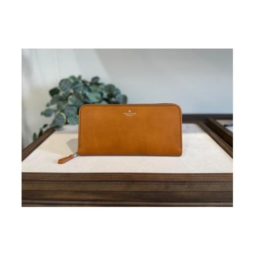 ふるさと納税 財布 和歌山県 白浜町 革職人が作った牛革ラウンドファスナー長財布[CML] キャメル(CML)