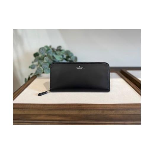 ふるさと納税 財布 和歌山県 白浜町 革職人が作った牛革ラウンドファスナー長財布[BLK] ブラック(BLK)