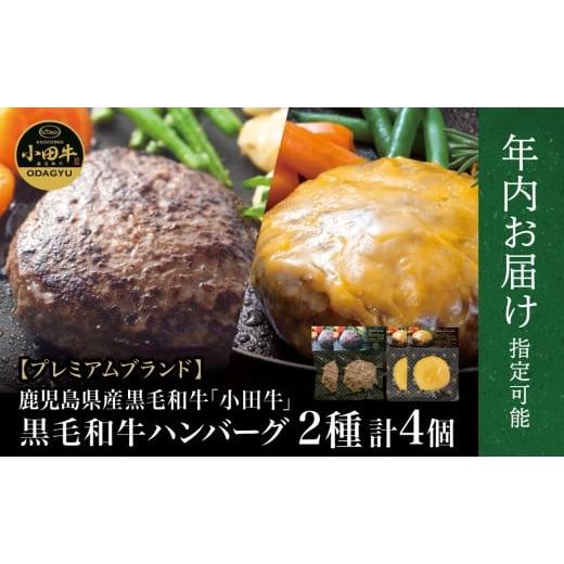 ふるさと納税 牛肉 ハンバーグ 鹿児島県 南さつま市 年内お届け 鹿児島県産黒毛和牛「小田牛」 牛肉100% 2種類のハンバーグステーキ 計4個(120g×各2個) …
