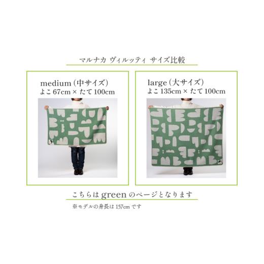 ふるさと納税 タオル・寝具 毛布 埼玉県 飯能市 マルナカヴィルッティ ヴオリ柄 ミディアム＆ラージ２サイズ ２枚セット（グリーン） HNNAU015の画像