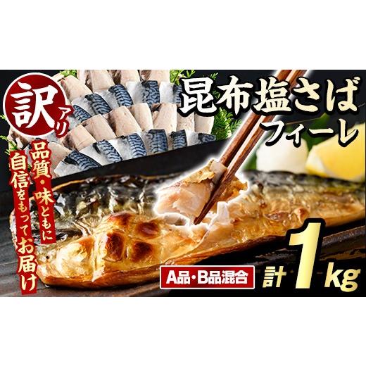 ふるさと納税 旬の鮮魚等 鹿児島県 阿久根市 訳あり 昆布塩さばフィーレ(A品B品混合・計1kg) サバ 鯖 おかず おつまみ 惣菜 焼き魚 切り身 昆布 ご家庭用 リピ…