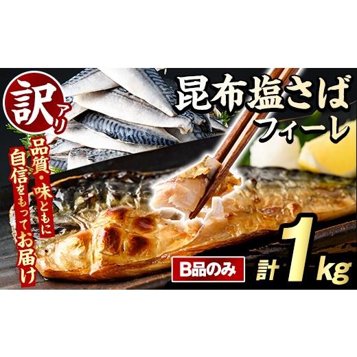 ふるさと納税 旬の鮮魚等 鹿児島県 阿久根市 訳あり 昆布塩さばフィーレ(B品のみ・計1kg) サバ 鯖 おかず おつまみ 惣菜 焼き魚 切り身 昆布 ご家庭用 リピー…