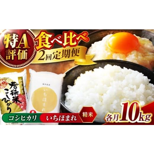 ふるさと納税 米 コシヒカリ 福井県 小浜市 新米 2回定期便 福井県産 1回目:コシヒカリ 白米 10kg 2回目: いちほまれ 白米 10kg 福井県米 / コシヒカリ発…