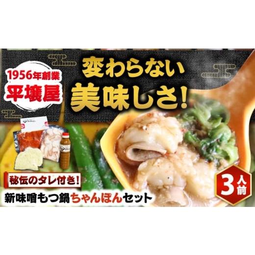 ふるさと納税 惣菜・レトルト 福岡県 吉富町 全国放送されました 新味噌もつ鍋ちゃんぽんセット 3人前 野菜無し 追加たれ付き 吉富町/焼肉・もつ鍋平壌屋 BG…