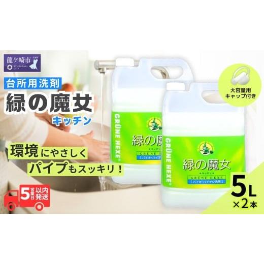 ふるさと納税 雑貨・日用品 茨城県 龍ケ崎市 食器洗剤 排水口もスッキリ 緑の魔女 キッチン 5L (5L×2) | 食器用洗剤 台所食器洗剤 食器 洗剤 食器用 台所用洗…