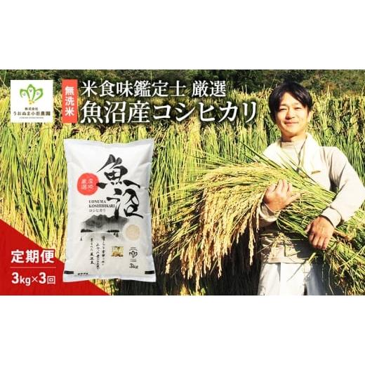 ふるさと納税 無洗米 新潟県 魚沼市   無洗米「米食味鑑定士 厳選」魚沼産コシヒカリ 3kg 3ヵ月連続お届け 米 こめ お米 コメ こしひかり 新潟県…