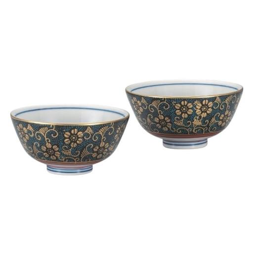 ふるさと納税 陶磁器・漆器・ガラス 石川県 能美市  No.5784-1464 九谷焼 組飯碗・青粒鉄仙の画像