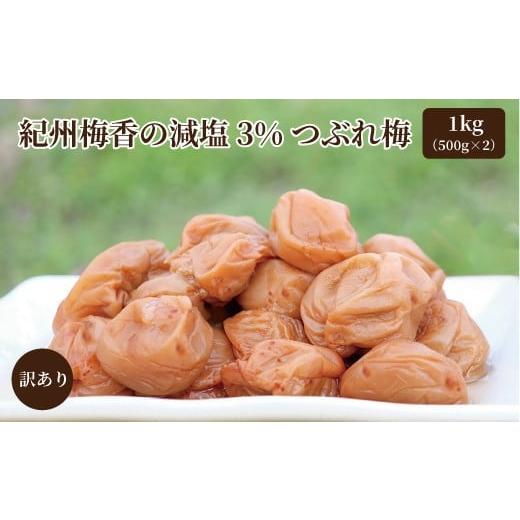ふるさと納税 加工品等 梅干 和歌山県 和歌山市 訳あり 無添加 梅干し 紀州梅香の減塩3%つぶれ梅 約1kg(500g x 2) 中~大粒 はねだし梅 紀州南高梅 産直) 3-G[…