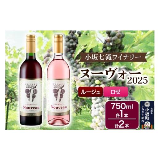 ふるさと納税 ワイン セット 秋田県 小坂町 ワイン 小坂七滝ワイナリー ヌーヴォー2025 2本セット (ルージュ・ロゼ 750ml×各1本)