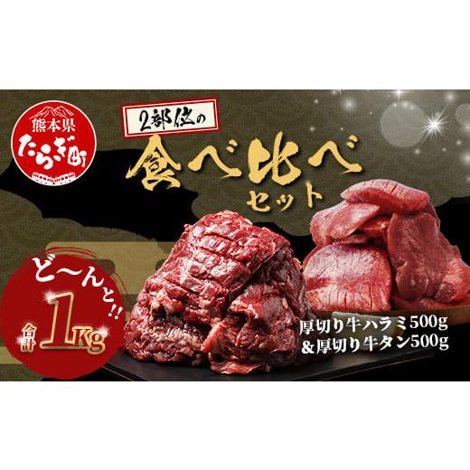 ふるさと納税 牛肉 タン 熊本県 多良木町 6月発送 人気セット 厚切り 牛 ハラミ ステーキ& 厚切り 牛タン 合計 1kg 焼肉 バーベキュー キャンプ アウトドア …