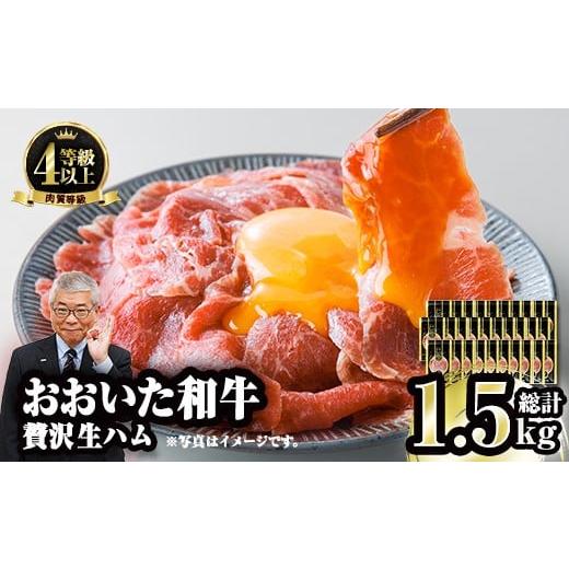 ふるさと納税 肉 ハム 大分県 佐伯市 全3回定期便 おおいた和牛 生ハム (総計1.5kg・50g×10P×3回) 国産 牛肉 もも肉 ハム A4 和牛 ブランド牛 小分け おつ…