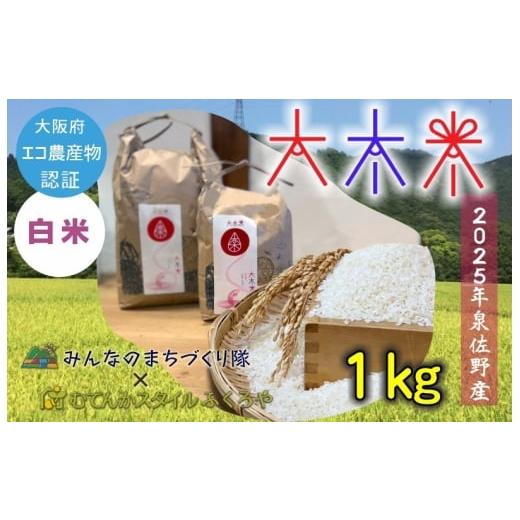 ふるさと納税 米 にこまる 大阪府 泉佐野市 日本遺産の棚田景観で育てた大木米(白米)1kg