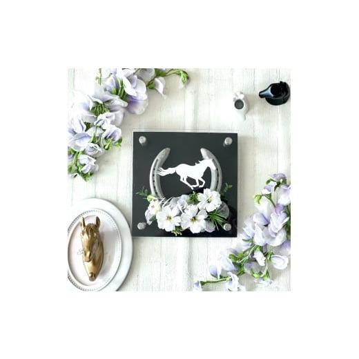 ふるさと納税 雑貨・日用品 花 東京都 府中市 國府鶴純米大吟醸(日本酒)&馬蹄インテリア(パープル)馬デザイン 馬デザイン