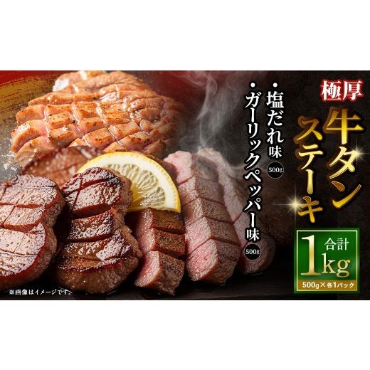 ふるさと納税 牛肉 タン 大阪府 阪南市 極厚牛タンステーキ 1kg (500g×2パック) 塩だれ × ガーリックペッパー / 牛タン 牛たん タン たん 牛肉 お肉 肉 …