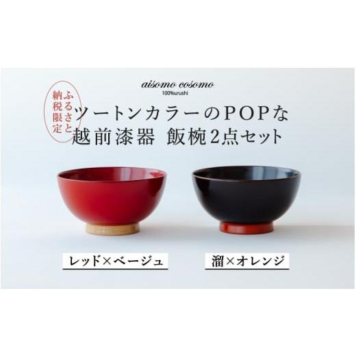 ふるさと納税 陶磁器・漆器・ガラス 福井県 鯖江市 ふるさと納税限定 選べるセット aisomo cosomo 飯椀2点セット レッド×ベージュ / 溜×オレンジ ツートン…