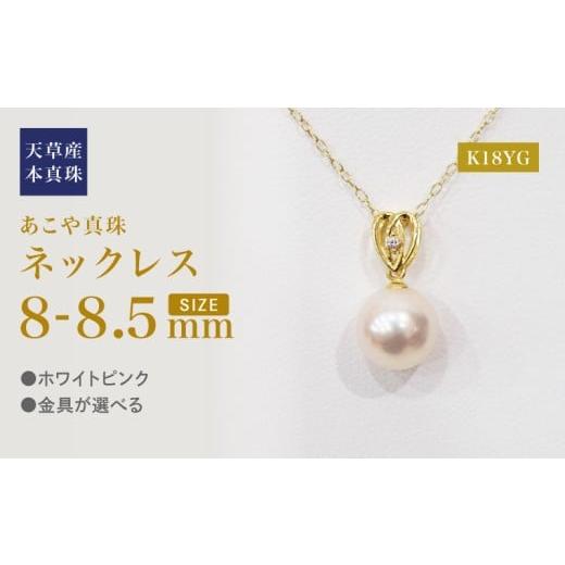 ふるさと納税 アクセサリー ネックレス 熊本県 天草市 S101-472_あこや真珠 天草 ネックレス ペンダント ダイヤモンド 0.01ct 8mm - 8.5mm ホワイトピンク ハ…