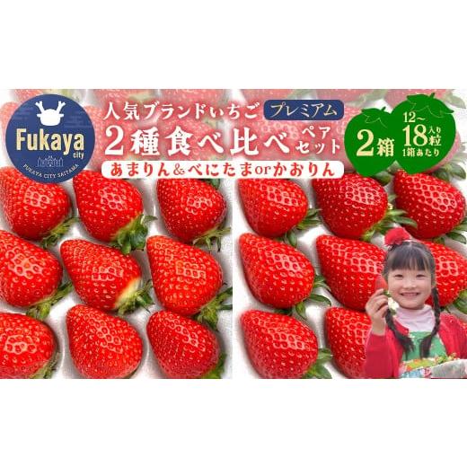 ふるさと納税 いちご 埼玉県 深谷市 埼玉県ブランドいちご あまりん&べにたまorかおりん 2種類食べ比べプレミアムペアセット (各種1箱/計2箱 1箱あたり1…