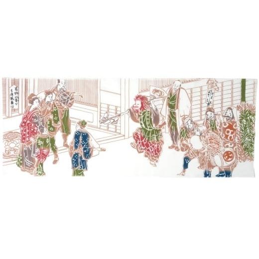 ふるさと納税 雑貨・日用品 東京都 台東区 手ぬぐい「吉原狐舞」| 葛飾北斎 浮世絵 和 てぬぐい ハンドメイド 綿 100% タオル ハンカチ インテリア 絵画