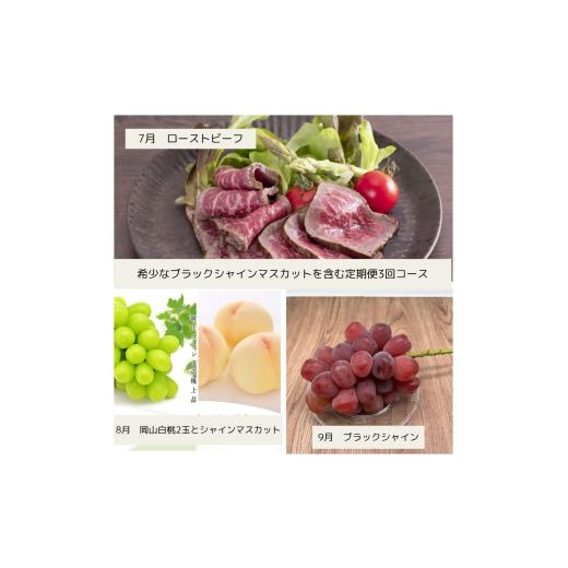 ふるさと納税 牛肉 セット 岡山県 和気町 cc-2 令和8年発送・先行予約 希少なブラックシャインマスカットと美味しい備前黒毛牛のローストビーフ全3回定期便