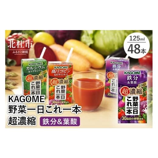 ふるさと納税 果汁飲料 やさい 山梨県 北杜市 カゴメ 野菜一日これ一本 超濃縮 鉄分&amp;葉酸 125ml 紙パック 48本入 (野菜ジュース) 紙パック 野菜ジュース…