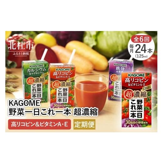 ふるさと納税 果汁飲料 やさい 山梨県 北杜市 6ヵ月定期便 カゴメ 野菜一日これ一本 超濃縮 高リコピン&ビタミンA・E 125ml 紙パック 24本入 (野菜ジュース…