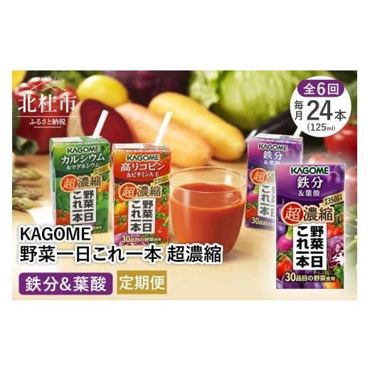 ふるさと納税 果汁飲料 やさい 山梨県 北杜市 6ヵ月定期便 カゴメ 野菜一日これ一本 超濃縮 鉄分&amp;葉酸 125ml 紙パック 24本入 (野菜ジュース) 紙パッ…