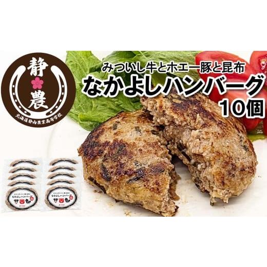 ふるさと納税 牛肉 ハンバーグ 北海道 新ひだか町 みついし牛 なかよし ハンバーグ 10個 北海道 静農ブランド みついし牛 ホエー豚 日高昆布 使用