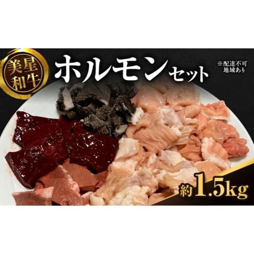ふるさと納税 牛肉 ホルモン 岡山県 里庄町 美星和牛 ホルモンセット 約 1.5kg 内臓( 小腸 ・ 大腸 ・ センマイ ・ アカセンマイ ・ レバー ・ 心臓 )