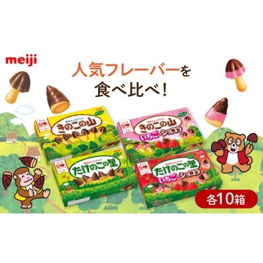 ふるさと納税 菓子 チョコレート 大阪府 高槻市 明治 きのこの山・きのこの山いちごショコラ・たけのこの里・たけのこの里いちごショコラ 4種類 各10個 合計40…