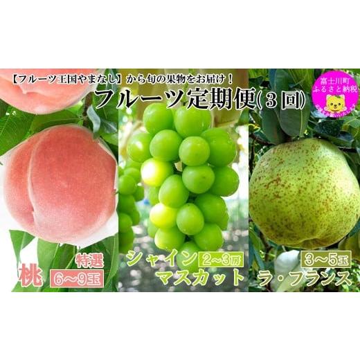 ふるさと納税 ぶどう マスカット 山梨県 富士川町 2026年発送分 やまなしフルーツ定期便(3回) 桃 特選 (3kg・6-9玉)&シャインマスカット(2kg前後…