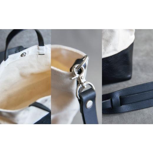 ふるさと納税 カバン トートバッグ 長崎県 諫早市 レザー×キャンバス トートバッグ ブラック・L ／ 2WAY レザー トート トートバッグ ショルダー ショルダー…の画像