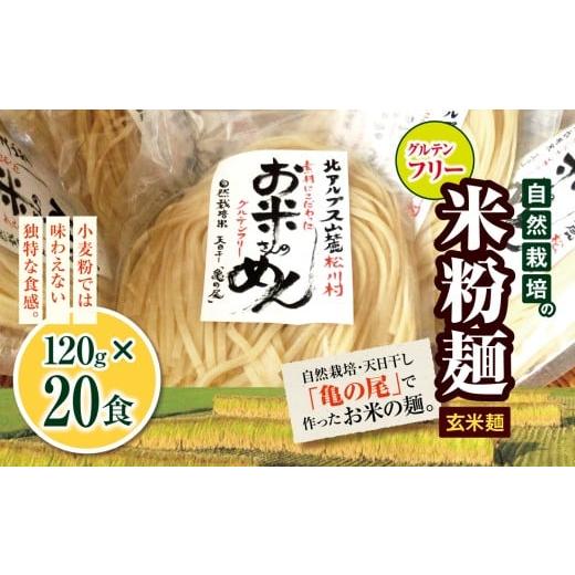 ふるさと納税 麺類 長野県 松川村 グルテンフリ? 自然栽培の米粉麺 ( 玄米麺 )120g× 20食 |麺 めん 米粉 米粉麺 米粉めん グルテンフリー お米のめん 半生…