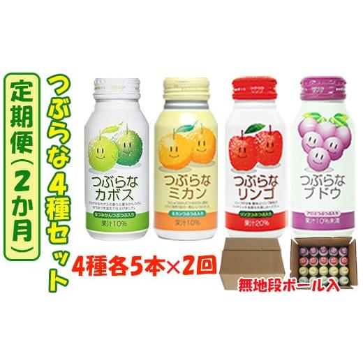 ふるさと納税 果汁飲料 大分県 杵築市 2か月定期便(連続) つぶらな4種セット(つぶらなカボス・つぶらなミカン・つぶらなリンゴ・つぶらなブドウ)各5本×2回 …