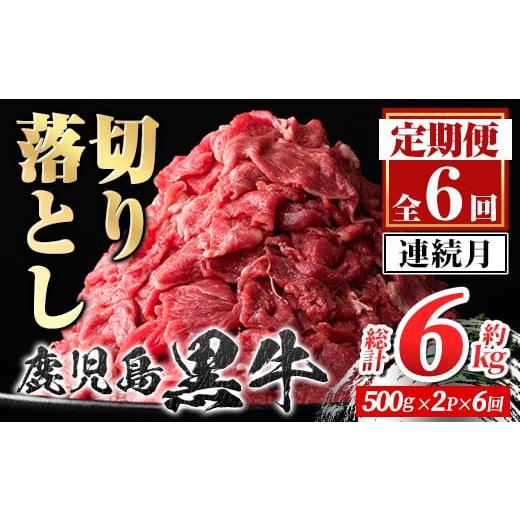 ふるさと納税 牛肉 すき焼き 鹿児島県 肝付町 E01010 定期便・全6回・連続月 鹿児島黒牛 切り落とし(計約6kg・約500g×2P×6回) 鹿児島 国産 九州産 鹿児島県…