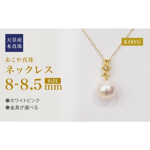 ふるさと納税 ネックレス 熊本県 天草市 S101-496_あこや真珠 天草 ネックレス ペンダント ダイヤモンド 0.01ct 8mm - 8.5mm ホワイトピンク 真珠 K18 K18YG K…