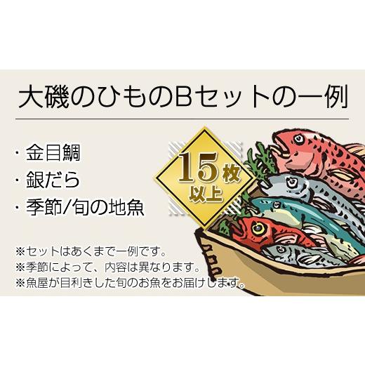 ふるさと納税 干物 神奈川県 大磯町  定期便12か月 おおいその干物Bセット（15枚以上）／ 季節で変わる旬な訳あり品 ひもの 魚 天日干し 神奈川県 大磯 湘南 …の画像