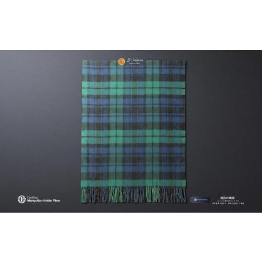 ふるさと納税 小物 ストール・マフラー 大阪府 泉佐野市 『Noble Fibre』100%カシミヤ・大判ストール ブラックウオッチ&チェック フリンジ付き