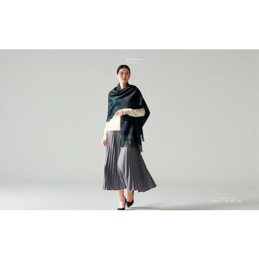 ふるさと納税 小物 ストール・マフラー 大阪府 泉佐野市 『Noble Fibre』100％カシミヤ・大判ストール ブラックウオッチ＆チェック フリンジ付き 高級 カシミ…_3