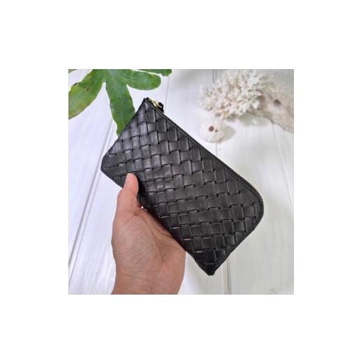 ふるさと納税 雑貨・日用品 兵庫県 丹波市 L字ファスナー長財布『CORONコロン』 メッシュシリーズ:配送情報備考 ブラック ブラック