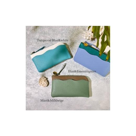 ふるさと納税 雑貨・日用品 兵庫県 丹波市 L字ファスナー長財布『CORONコロン』Candyキャンディシリーズ:配送情報備考 ターコイズブルー×ホワイト ターコイ…