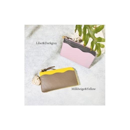 ふるさと納税 雑貨・日用品 兵庫県 丹波市 L字ファスナー長財布『CORONコロン』Candyキャンディシリーズ:配送情報備考 ライラック×ダークグレー ライラック…