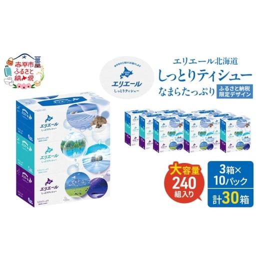 ふるさと納税 雑貨・日用品 北海道 赤平市 エリエール 北海道 しっとりティシュー なまらたっぷり 240組3箱 10パック ふるさと納税限定デザイン ボックスティ…