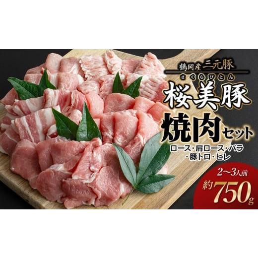 ふるさと納税 豚肉 焼肉・バーベキュー 山形県 鶴岡市 鶴岡産三元豚「桜美豚」焼肉用セット(ロース・肩ロース・バラ・豚トロ・ヒレ)約750g(2〜3人前) K-7…