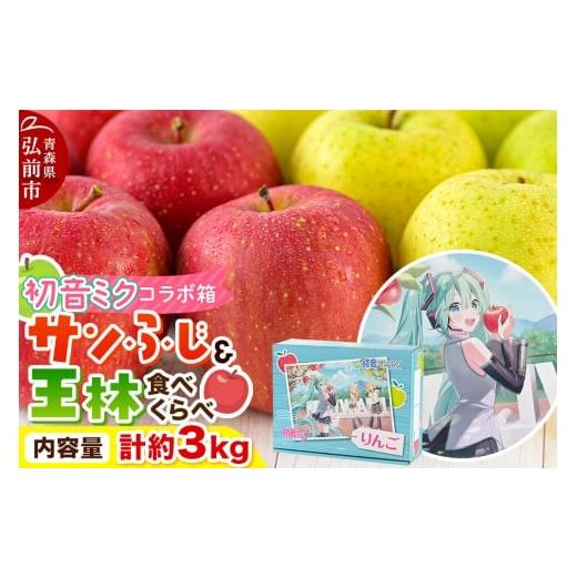 ふるさと納税 りんご 青森県 弘前市 26年1月発送 りんご 数量限定 贈答用 サンふじ&王林 約3kg 初音ミク オリジナルデザイン 化粧箱入り