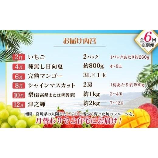 ふるさと納税 果物の詰合せ 宮崎県 -  偶数月 6回定期便 旬 人気 フルーツ 南国宮崎産 マンゴー シャインマスカット いちご 日向夏 梨 みかん 柑橘 ぶどう 果…_2