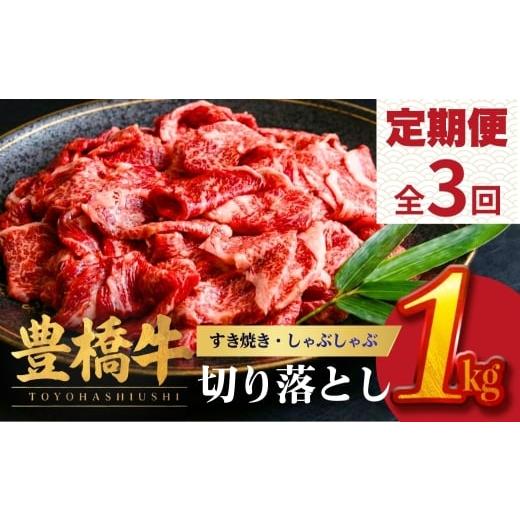 ふるさと納税 牛肉 すき焼き 愛知県 豊橋市 3ヵ月定期便 豊橋牛 切り落とし 1kg | 牛肉 肉 国産牛 肉 焼肉 すき焼き 定期便 しゃぶしゃぶ すきやき お楽しみ …